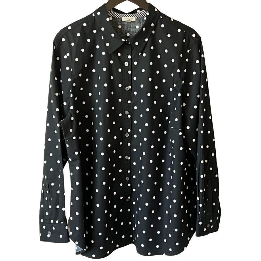 Talbots Women's Polka Dot Full Button Blouse, 2X